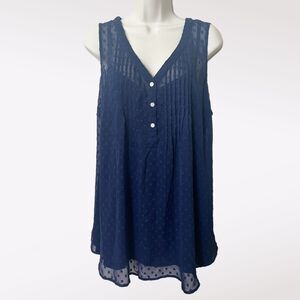 Motherhood Maternity Top Womens Size XL Navy Tunic Cami Sleeveless Sheer New